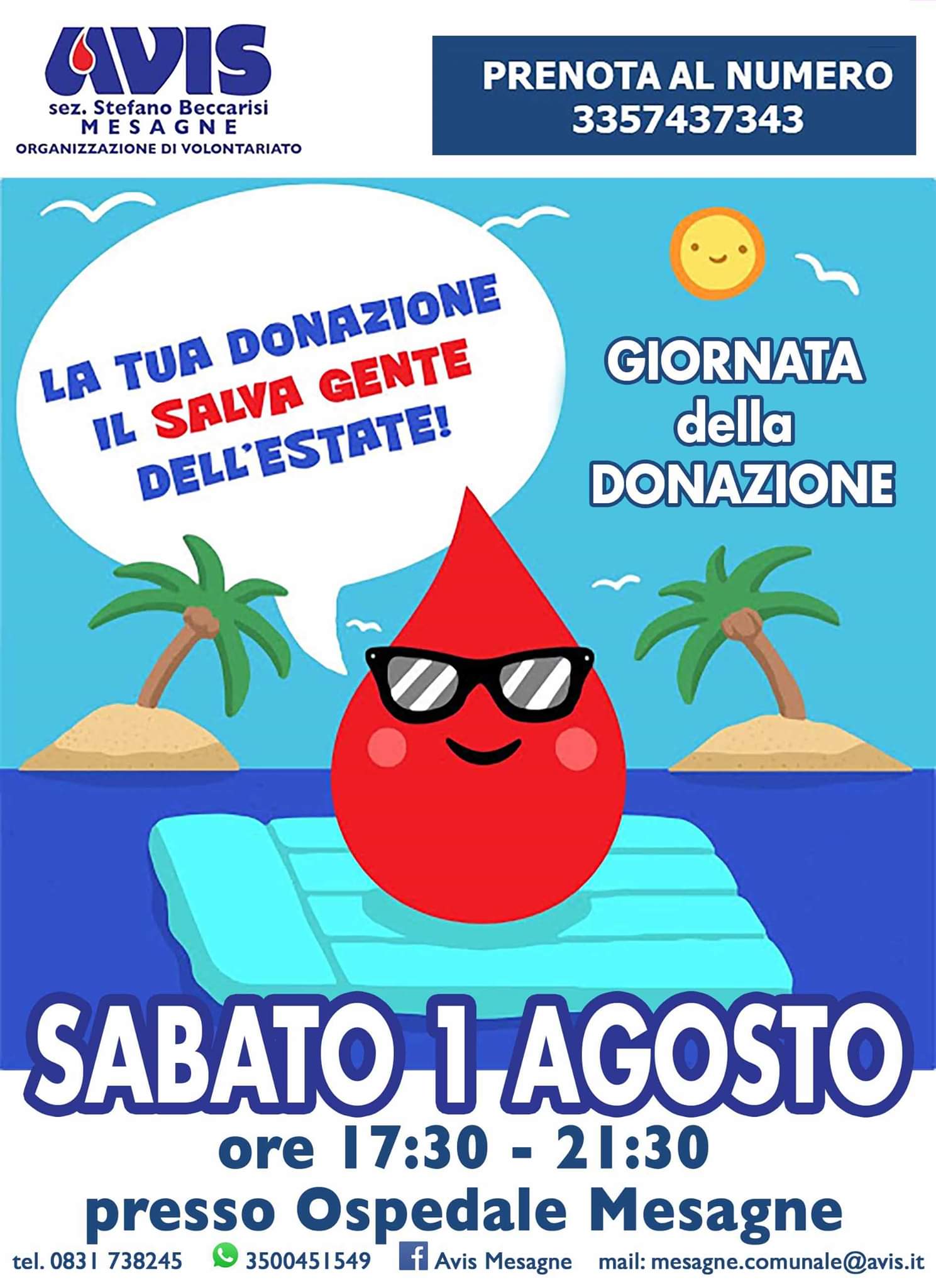 Donazione Sabato 1 Agosto Avis Mesagne